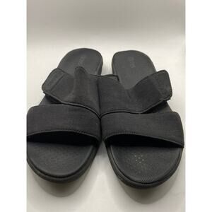 BZEES Women's Black Slip-On Open-Toe CareFree Wedge Sandals SZ 7.5